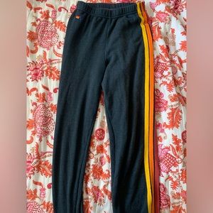 black 5 stripe aviator nation sweatpants!